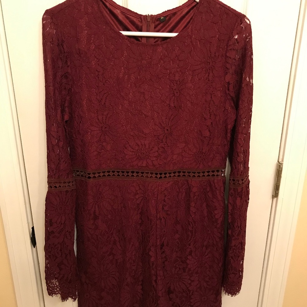 Burgundy Lace Romper